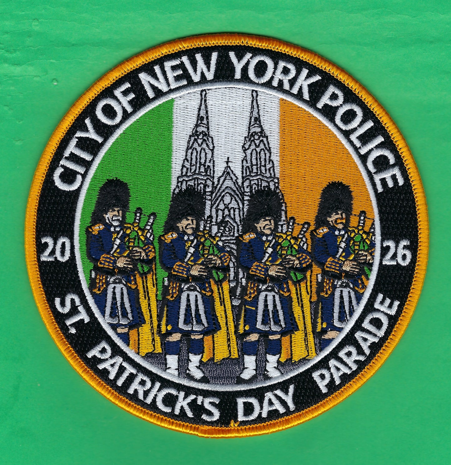 NEW YORK CITY POLICE DEPARTMENT (NYPD) SAINT PATRICK'S DAY 2026 EMBROIDERED PATCH BY UNDERDOG PATCH PRODUCTIONS.