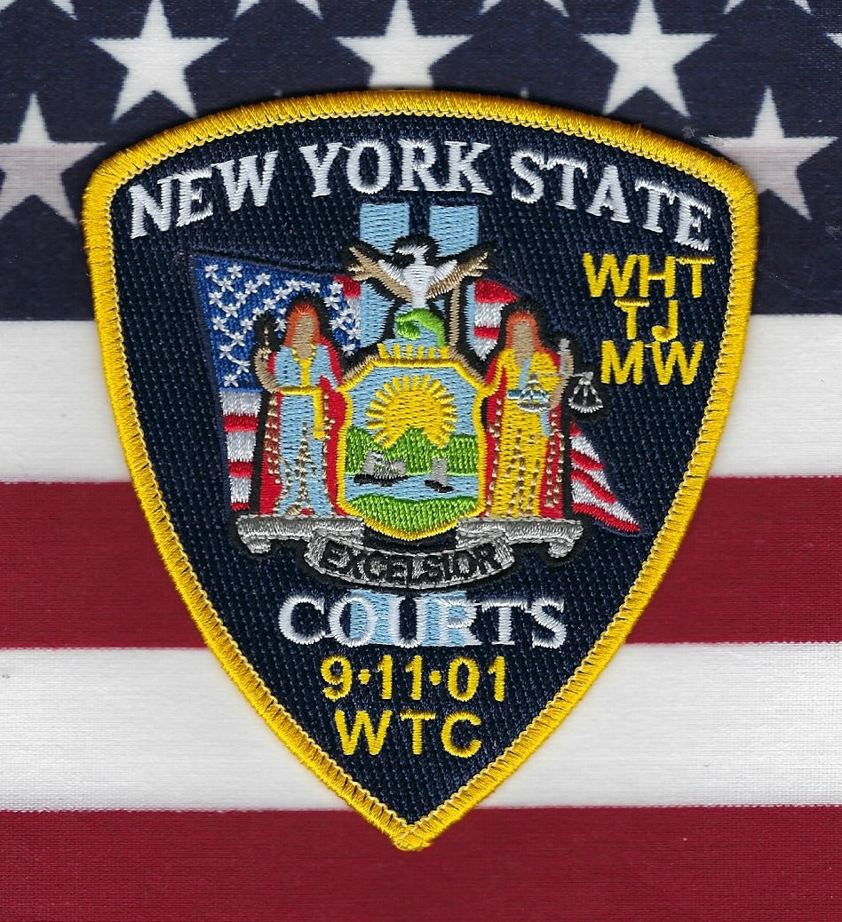 NEW YORK STATE COURTS '9-11-01 WORLD TRADE CENTER' EMBROIDERED TRIBUTE PATCH BY PUBLIC SAFETY COLLECTIBLES