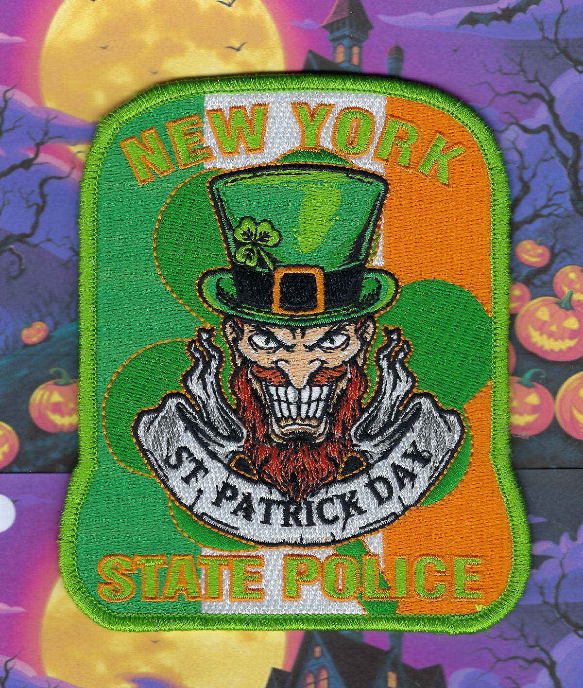 NEW YORK STATE POLICE (NYSP) DEPT SAINT PATRICK'S DAY EMBROIDERED PATCH.