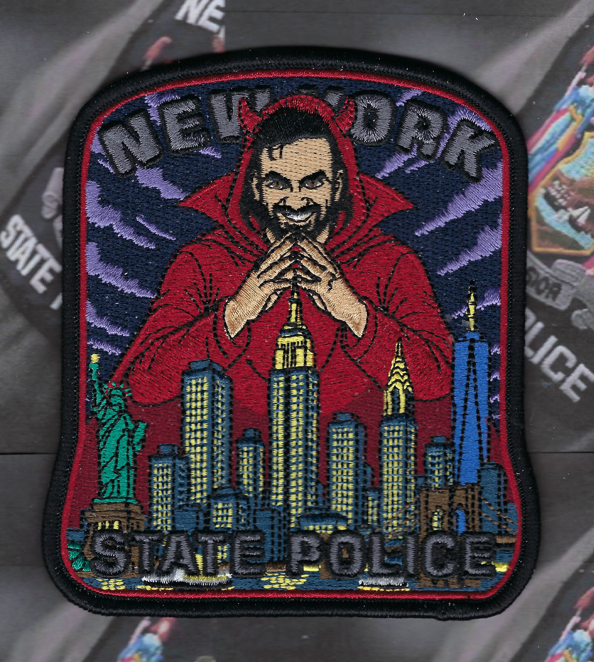 NEW YORK STATE POLICE (NYSP) DEPT 'NEW YORK CITY MAYOR ZOHRAN MAMDANI' EMBROIDERED PATCH BY GHOST PATCH ENTERPRISES.
