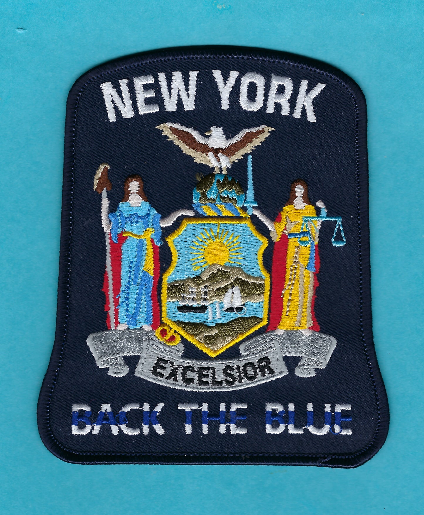 NEW YORK STATE POLICE DEPARTMENT (NYSP) THIN BLUE LINE 'BACK THE BLUE' EMBROIDERED PATCH..