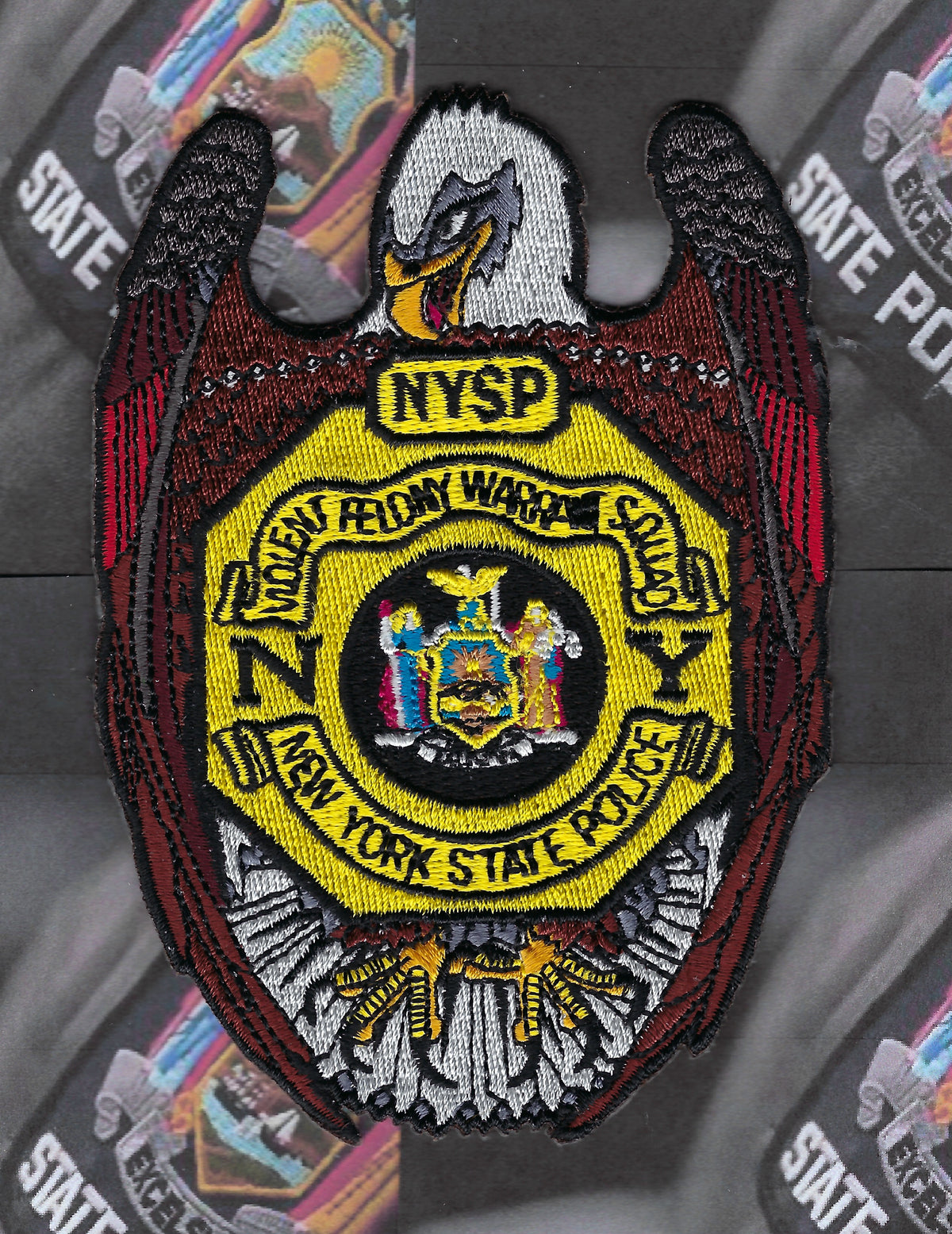 NEW YORK STATE POLICE (NYSP) DEPT 'VIOLENT FELONY WARRANT SQUAD' EMBROIDERED TRIBUTE PATCH BY PUBLIC SAFETY COLLECTIBLES.