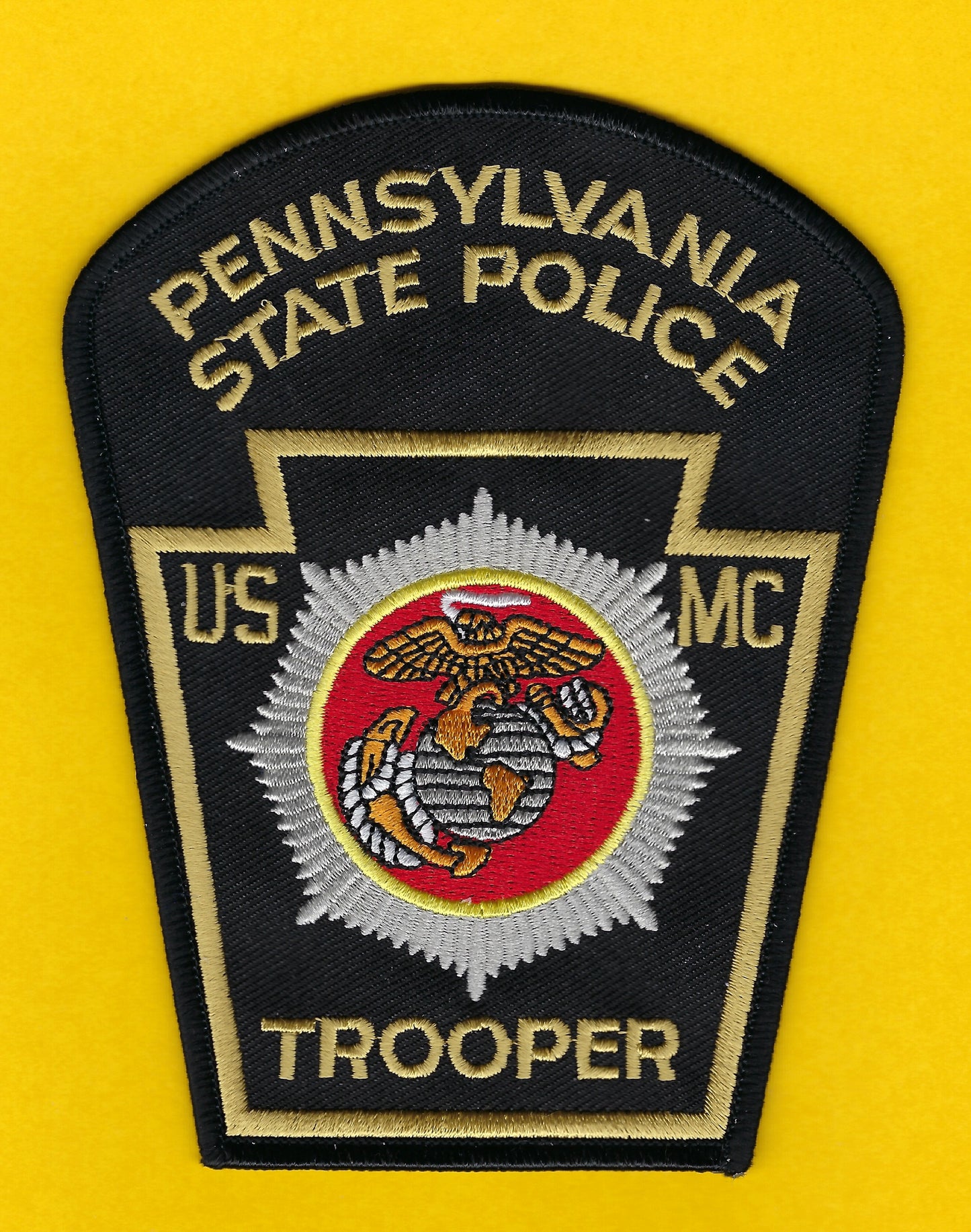 PENNSYLVANIA STATE POLICE TROOPER 'UNITED STATES MARINE CORPS' EMBROIDERED PATCH BY PUBLIC SAFETY COLLECTIBLES.
