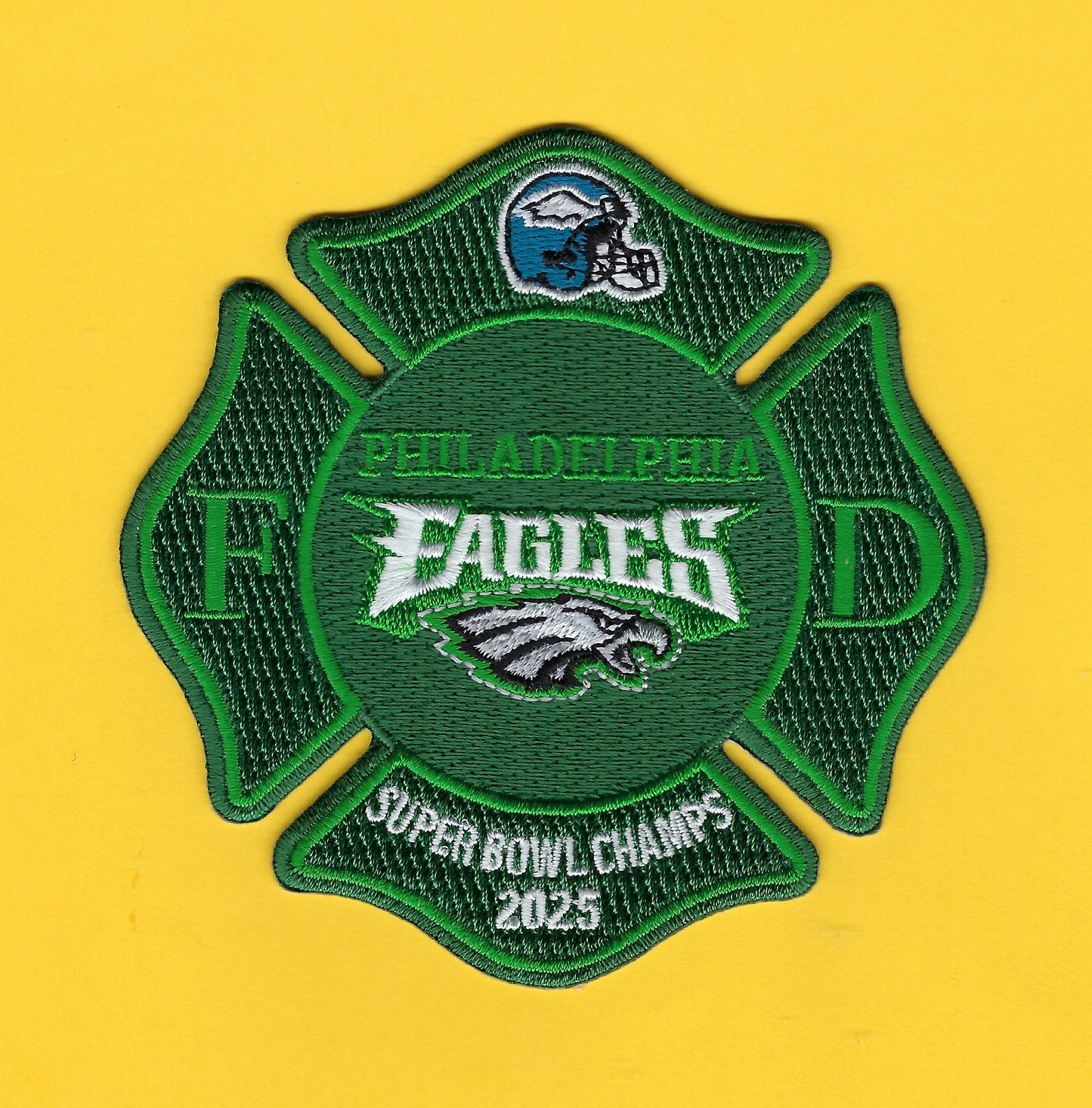 PHILADELPHIA, PENNSYLVANIA FIRE DEPARTMENT 'PHILADELPHIA EAGLES' 4-INCH EMBROIDERED NFL PATCH BY EAGLE EMBLEMS.