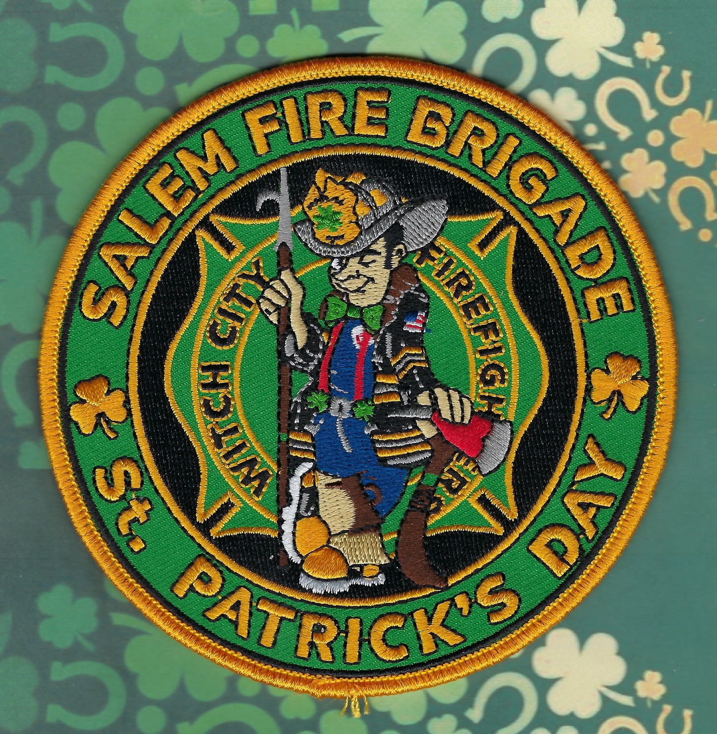 SALEM, TOWNSHIP, MASSACHUSETTS FIRE DEPARTMENT SAINT PATRICK'S DAY EMBROIDERED PATCH BY PUBLIC SAFETY COLLECTIBLES.ty GHOST PATCH ENTERPRISES.