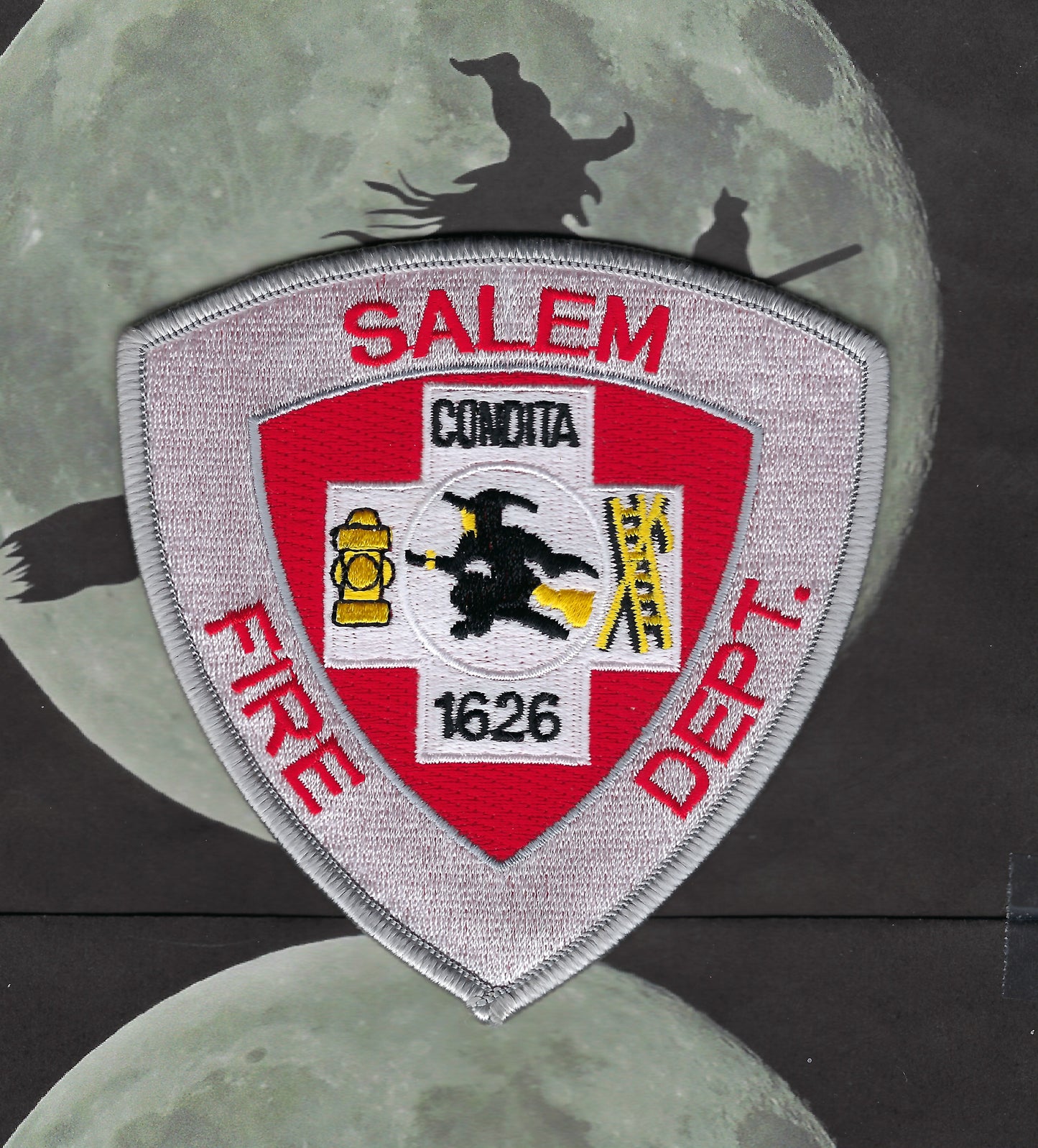 SALEM, MASSACHUSETTS (WITCH CITY) FIRE DEPARTMENT 4-INCH EMBROIDERED PATCH BY PUBLIC SAFETY COLLECTIBLES.