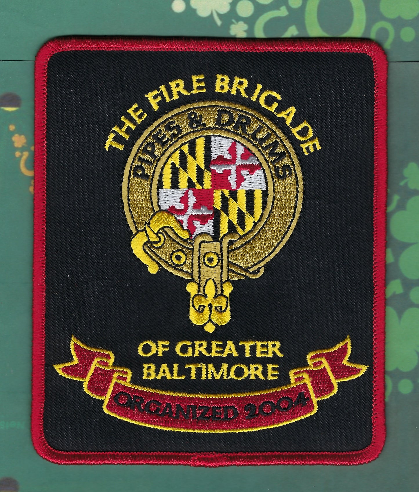 FIRE BRIGADE OF GREATER BALTIMORE, MARYLAND PIPES AND DRUMS EMBROIDERED PATCH BY PUBLIC SAFETY COLLECTIBLES.