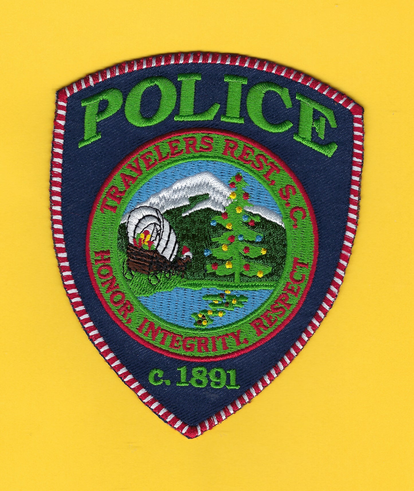 TRAVELERS REST, SOUTH CAROLINA POLICE DEPARTMENT EMBROIDERED CHRISTMAS PATCH