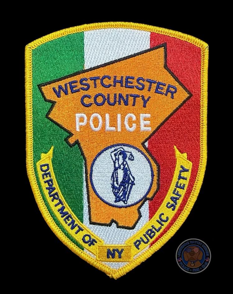 WESTCHESTER COUNTY, NEW YORK POLICE DEPT (WCPD) ITALIAN HERITAGE EMBROIDERED PATCH DESIGNED AND PRODUCED BY UNDERDOG PATCH PRODUCTIONS.