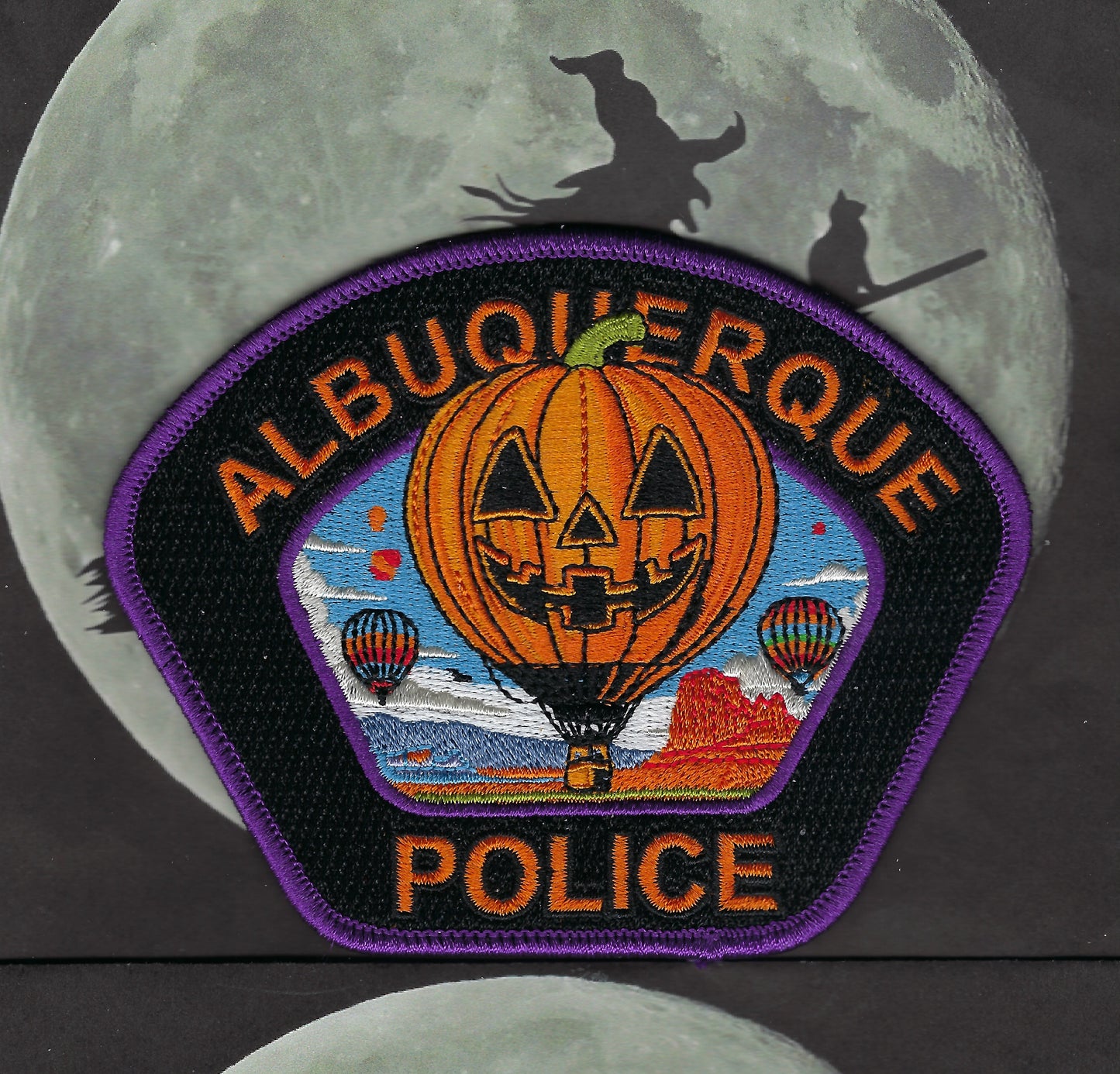 ALBUQUERQUE, NEW MEXICO POLICE DEPARTMENT 3.5 INCH x 4.5 INCH EMBROIDERED HALLOWEEN PATCH BY GHOST PATCH COLLECTIBLES.