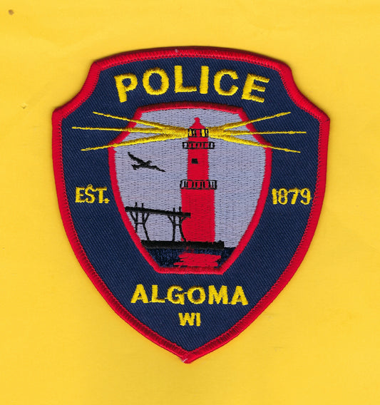 ALGOMA, WISCONSIN POLICE DEPARTMENT 4.5 INCH EMBROIDERED PATCH BY PUBLIC SAFETY COLLECTIBLES.