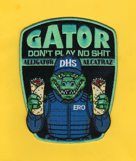 ALLIGATOR ALCATRAZ - DEPARTMENT OF HOMELAND SECURITY (DHS) 5-INCH EMBROIDERED PATCH BY GHOST PATCH ENTERPRISES.