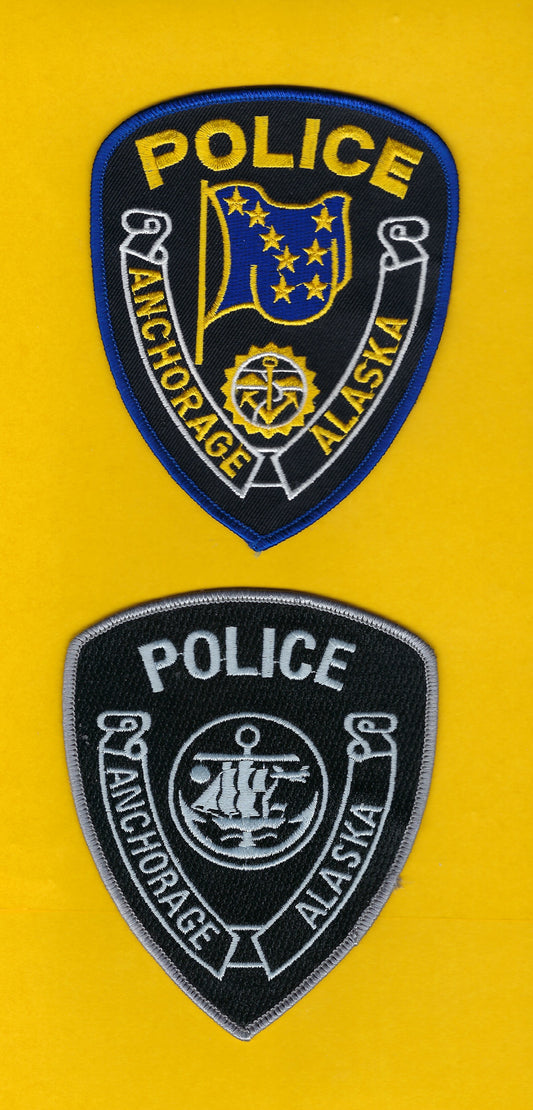 ANCHORAGE, ALASKA POLICE DEPARTMENT 5-INCH EMBROIDERED PATCHES BY PUBLIC SAFETY COLLECTIBLES.