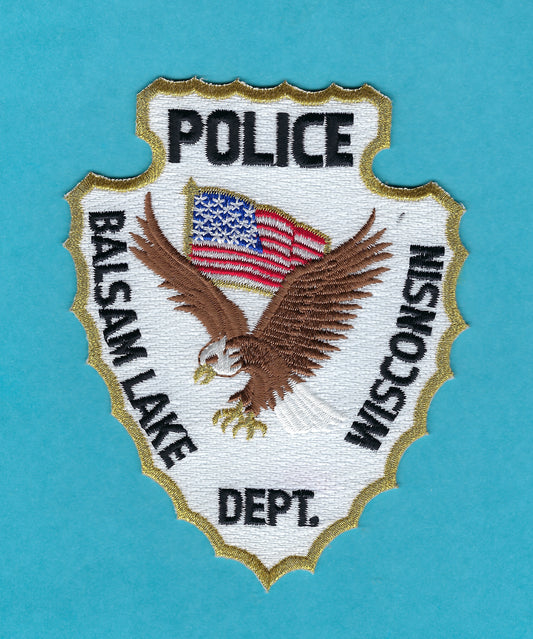 BALSAM LAKE, WISCONSIN POLICE DEPARTMENT 4.5 INCH EMBROIDERED PATCH BY PUBLIC SAFETY COLLECTIBLES.