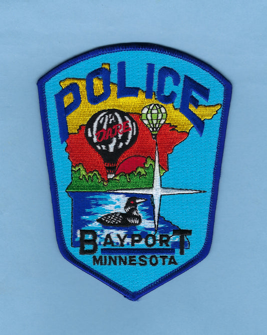 BAYPORT, MINNESOTA POLICE DEPARTMENT 5.25 INCH EMBROIDERED PATCH BY PUBLIC SAFETY COLLECTIBLES.