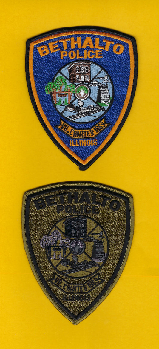 BETHALTO, ILLINOIS POLICE DEPARTMENT 5.25 INCH EMBROIDERED PATCHES BY PUBLIC SAFETY COLLECTIBLES.
