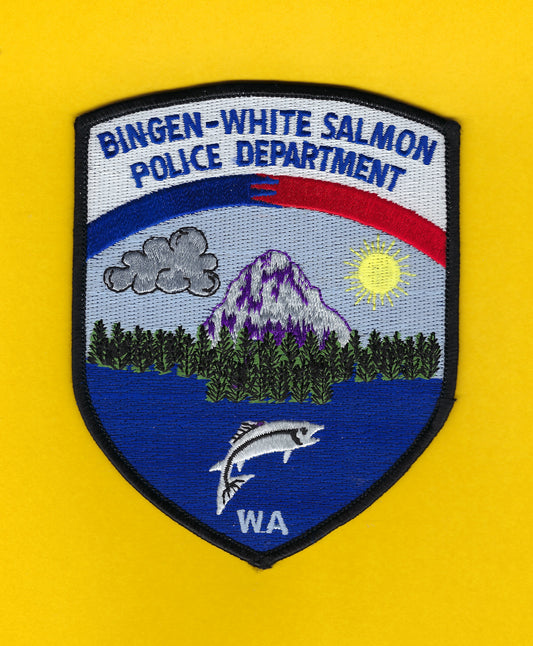 BINGEN-WHITE SALMON POLICE DEPARTMENT 5-INCH EMBROIDERED PATCH BY PUBLIC SAFETY COLLECTIBLES.