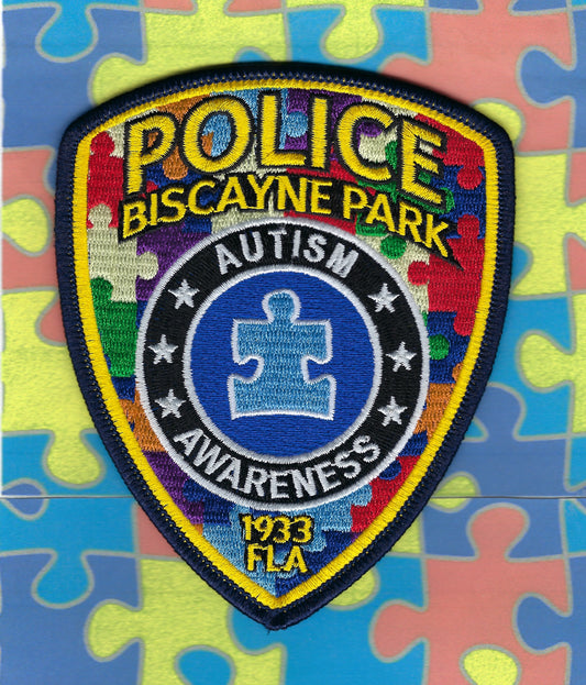 BISCAYNE PARK, FLORIDA POLICE DEPT 'AUTISM AWARENESS' EMBROIDERED PATCH BY PUBLIC SAFETY COLLECTIBLES