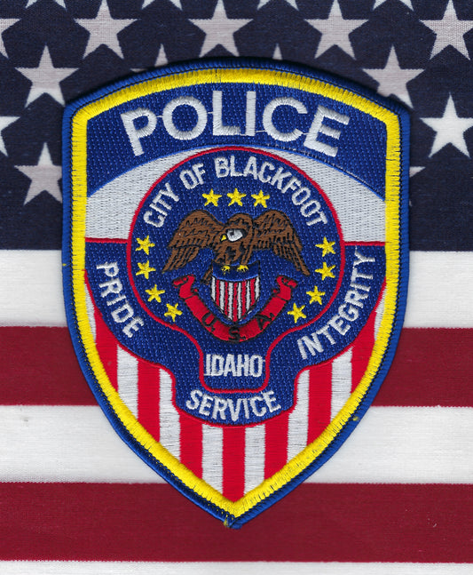 BLACKFOOT, IDAHO POLICE DEPARTMENT 5.5 INCH EMBROIDERED PATCH BY PUBLIC SAFETY COLLECTIBLES.