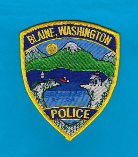 BLAINE, WASHINGTON POLICE DEPARTMENT 4.75 INCH EMBROIDERED PATCH BY PUBLIC SAFETY COLLECTIBLES.