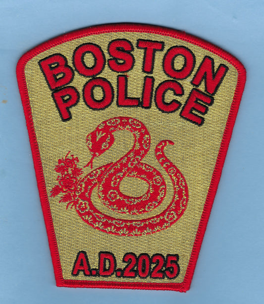 BOSTON, MASSACHUSETTS POLICE DEPARTMENT 'CHINESE NEW YEAR' EMBROIDERED TRIBUTE PATCH DESIGNED AND PRODUCED BY GHOST PATCH ENTERPRISES..