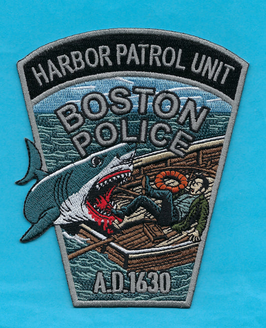 BOSTON, MASSACHUSETTS POLICE DEPARTMENT 'HARBOR PATROL UNIT' EMBROIDERED PATCH BY GHOST PATCH PRODUCTIONS.