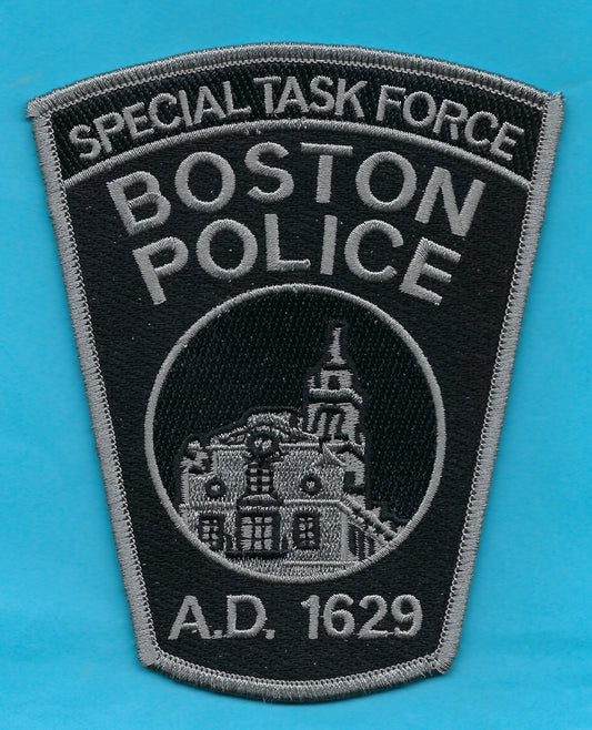 BOSTON, MASSACHUSETTS POLICE DEPARTMENT 'SPECIAL TASK FORCE' SUBDUED EMBROIDERED PATCH BY GHOST PATCH PRODUCTIONS.