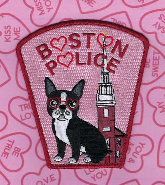 BOSTON, MASSACHUSETTS POLICE DEPARTMENT 'VALENTINE'S DAY' EMBROIDERED PATCH BY GHOST PATCH PRODUCTIONS.