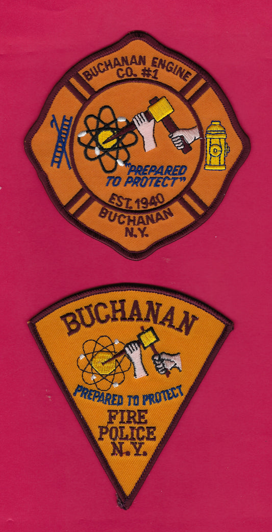BUCHANAN, NEW YORK ( WESTCHESTER COUNTY ) FIRE DEPARTMENT EMBROIDERED PATCH SET BY PUBLIC SAFETY COLLECTIBLES.