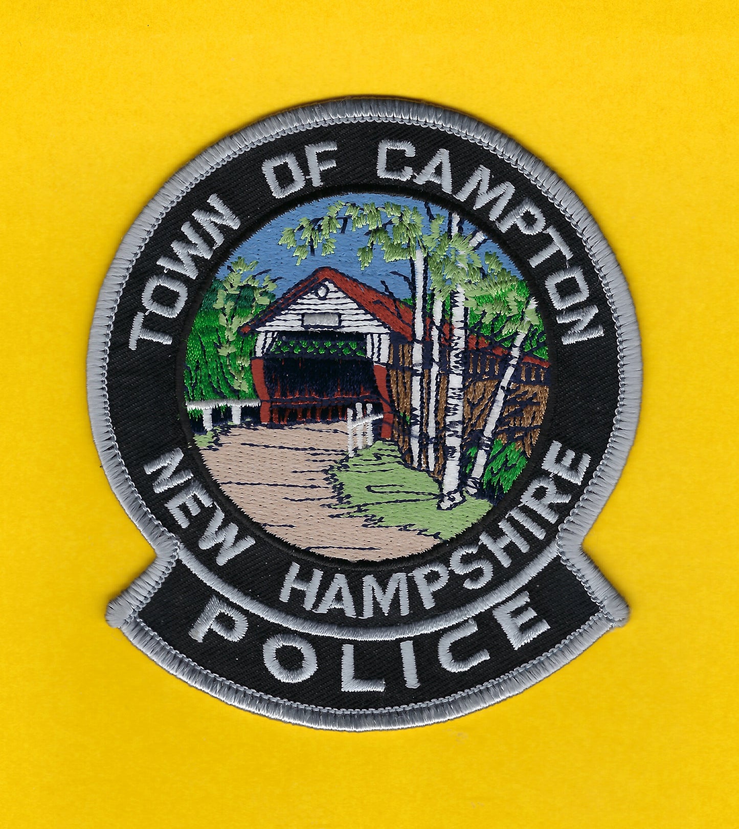 CAMPTON, NEW HAMPSHIRE POLICE DEPARTMENT 4.25 INCH EMBROIDERED PATCH BY PUBLIC SAFETY COLLECTIBLES.