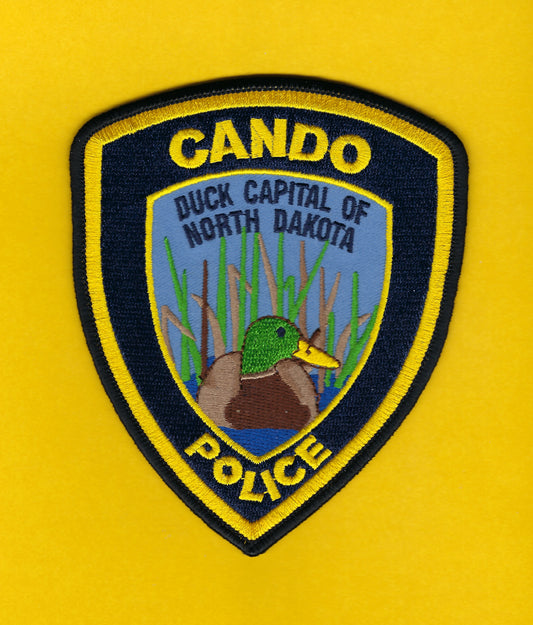 CANDO, NORTH DAKOTA POLICE DEPARTMENT 4.75 INCH  EMBROIDERED PATCH BY PUBLIC SAFETY COLLECTIBLES.