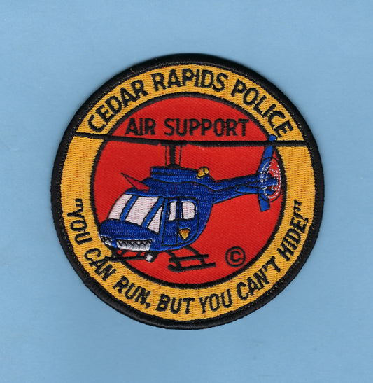 CEDAR RAPIDS, IOWA POLICE DEPARTMENT 4-INCH 'AIR SUPPORT UNIT' EMBROIDERED PATCH BY PUBLIC SAFETY COLLECTIBLES.