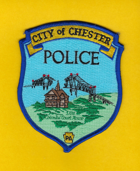 CHESTER, PENNSYLVANIA POLICE DEPARTMENT 5-INCH EMBROIDERED PATCH BY PUBLIC SAFETY COLLECTIBLES.