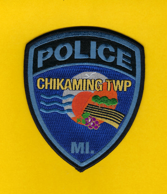 CHIKAMING TOWNSHIP, MICHIGAN POLICE DEPARTMENT 4.75 INCH EMBROIDERED PATCH BY PUBLIC SAFETY COLLECTIBLES.