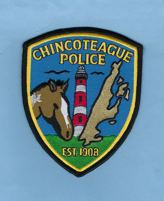 CHINCOTEAGUE, VIRGINIA POLICE DEPARTMENT 5-INCH EMBROIDERED PATCH BY PUBLIC SAFETY COLLECTIBLES.