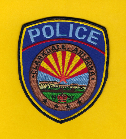 CLARKDALE, ARIZONA POLICE DEPARTMENT 5-INCH EMBROIDERED PATCH BY PUBLIC SAFETY COLLECTIBLES.