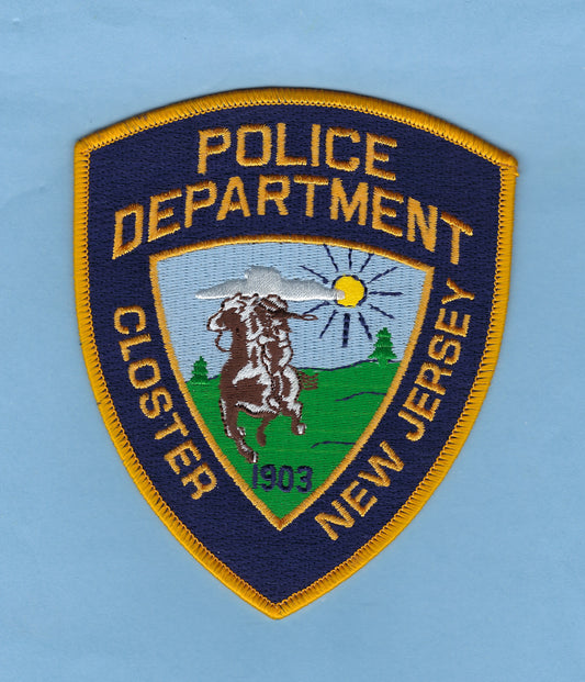 CLOSTER, NEW JERSEY POLICE DEPARTMENT 5-INCH EMBROIDERED PATCH BY PUBLIC SAFETY COLLECTIBLES.