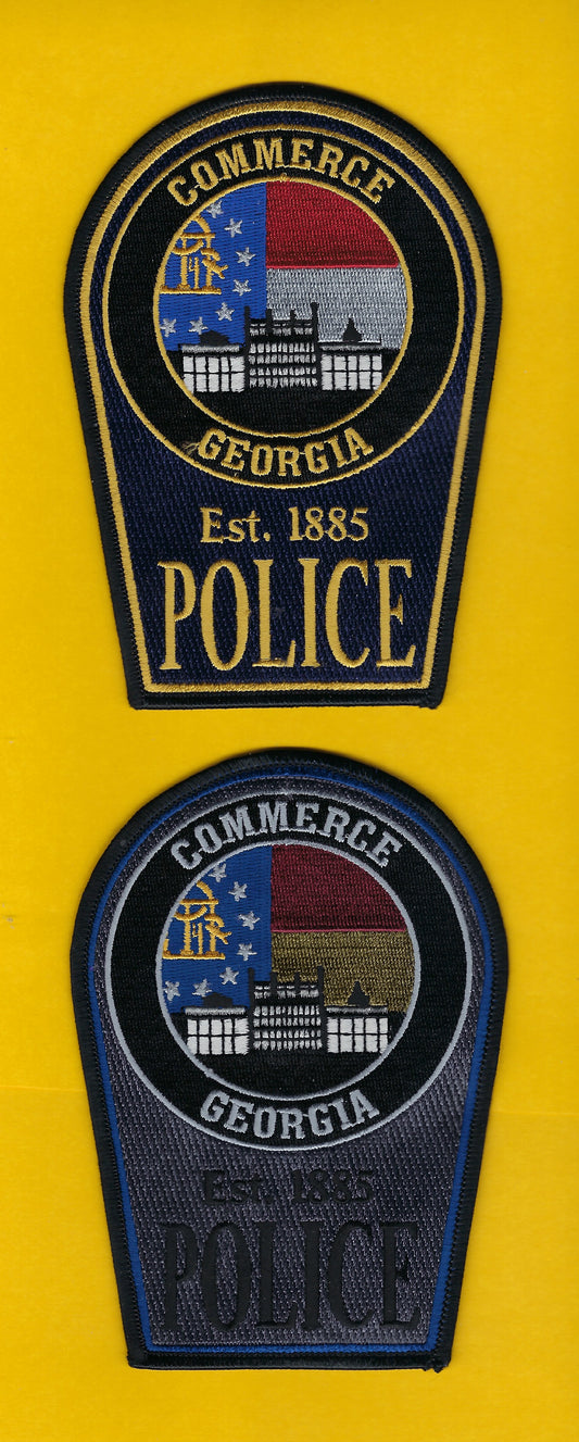 COMMERCE, GEORGIA POLICE DEPARTMENT 5.5 INCH EMBROIDERED PATCHES BY PUBLIC SAFETY COLLECTIBLES.