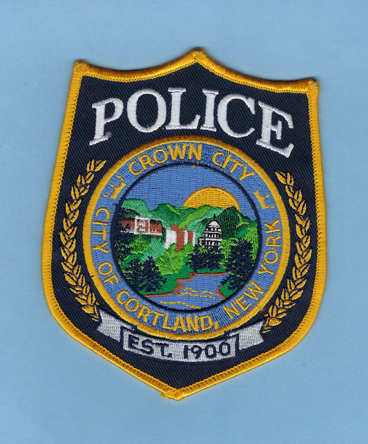 CORTLAND, NEW YORK POLICE DEPARTMENT 5-INCH EMBROIDERED PATCH BY PUBLIC SAFETY COLLECTIBLES.