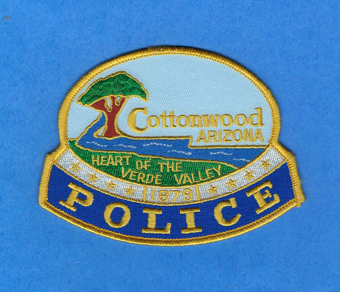COTTONWOOD, ARIZONA POLICE DEPARTMENT 4.5 INCH x 3.5 INCH EMBROIDERED PATCH BY PUBLIC SAFETY COLLECTIBLES.