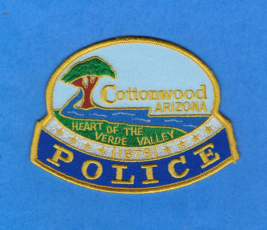 COTTONWOOD, ARIZONA POLICE DEPARTMENT 4.5 INCH x 3.5 INCH EMBROIDERED PATCH BY PUBLIC SAFETY COLLECTIBLES.