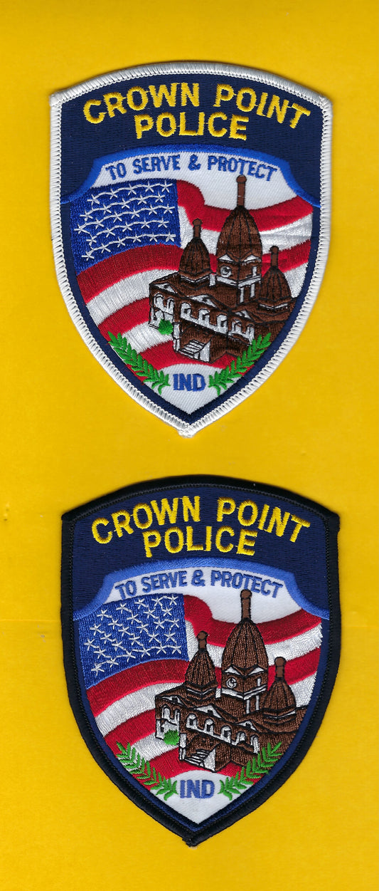 CROWN POINT, INDIANA POLICE DEPARTMENT 4.75 INCH EMBROIDERED PATCHES BY PUBLIC SAFETY COLLECTIBLES.