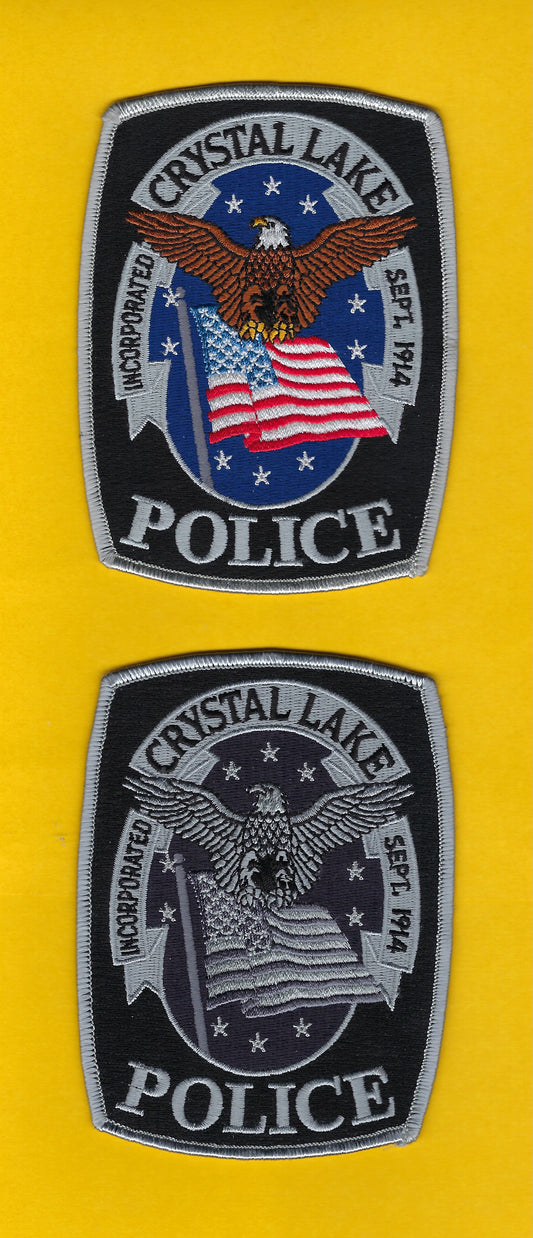 CRYSTAL LAKE, ILLINOIS POLICE DEPARTMENT 5-INCH EMBROIDERED PATCHES BY PUBLIC SAFETY COLLECTIBLES
