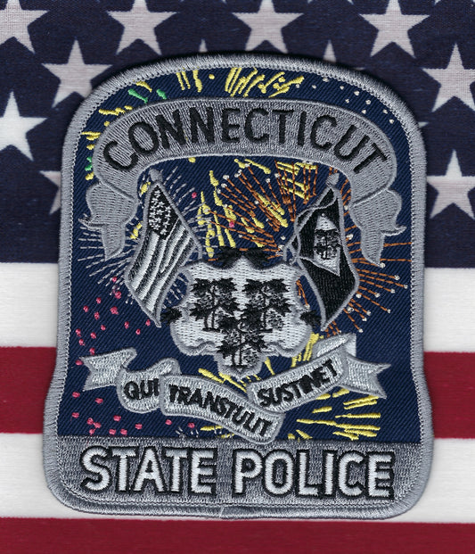 CONNECTICUT STATE POLICE (CTSP) DEPARTMENT SUBDUED 'FOURTH OF JULY' EMBROIDERED HOLIDAY PATCH BY PUBLIC SAFETY COLLECTIBLES.