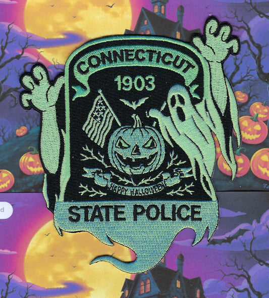 CONNECTICUT STATE POLICE DEPT (CTSP) 'HAPPY HALLOWEEN' EMBROIDERED PATCH.