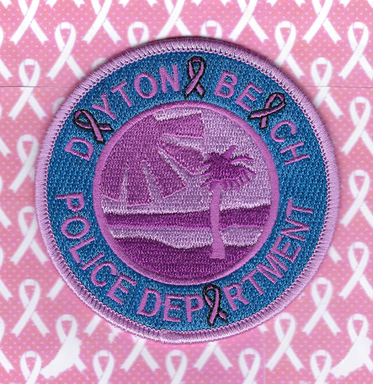 DAYTONA BEACH, FLORIDA POLICE DEPARTMENT 'BREAST CANCER AWARENESS' EMBROIDERED PATCH BY GHOST PATCH PRODUCTIONS.
