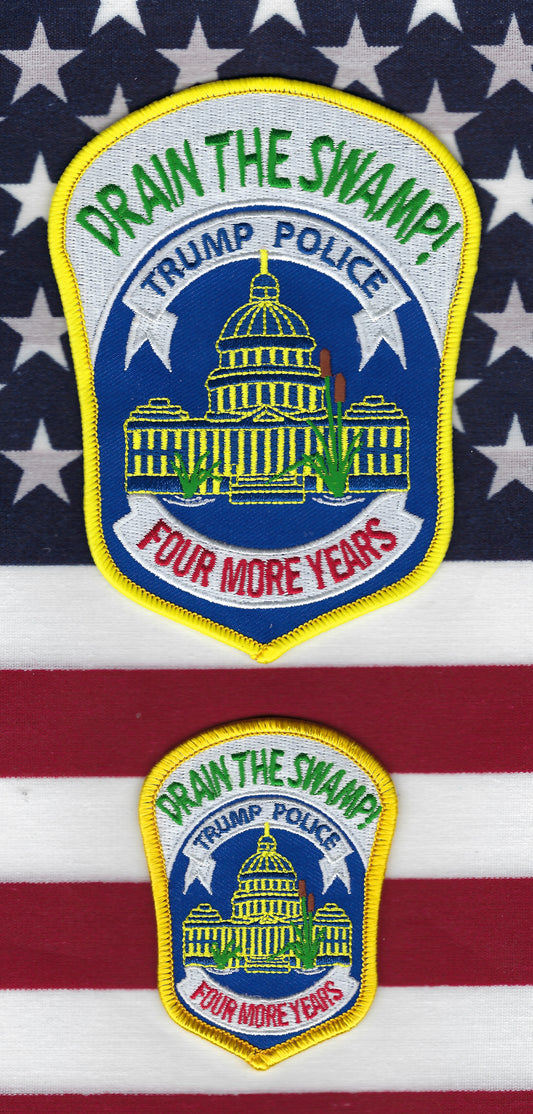 METROPOLITAN POLICE DEPARTMENT (DCPD) 'TRUMP POLICE DRAIN THE SWAMP' EMBROIDERED PATCH SET A BY PUBLIC SAFETY COLLECTIBLES.