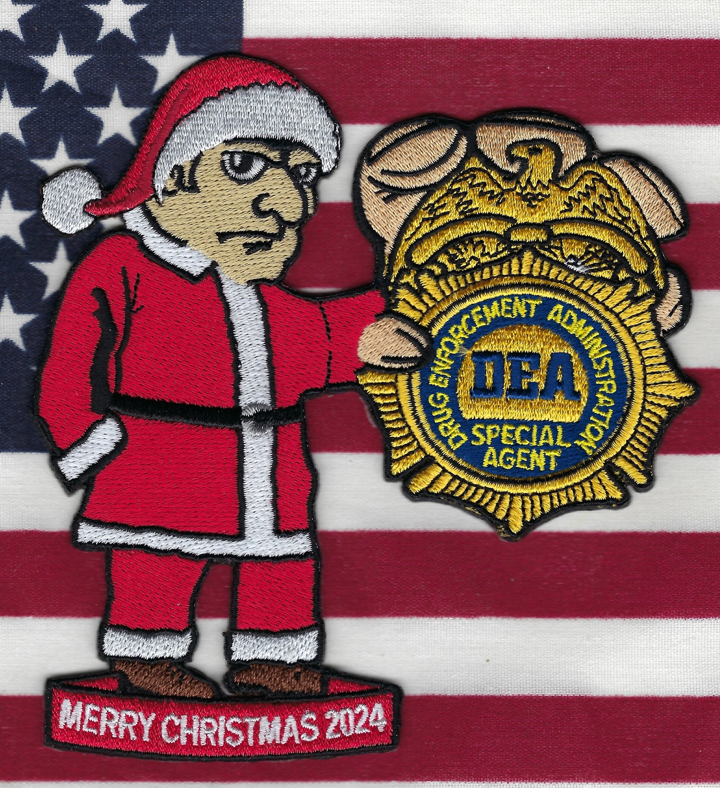 DRUG ENFORCEMENT ADMINISTRATION SPECIAL AGENT 2024 MERRY CHRISTMAS EMBROIDERED PATCH .
