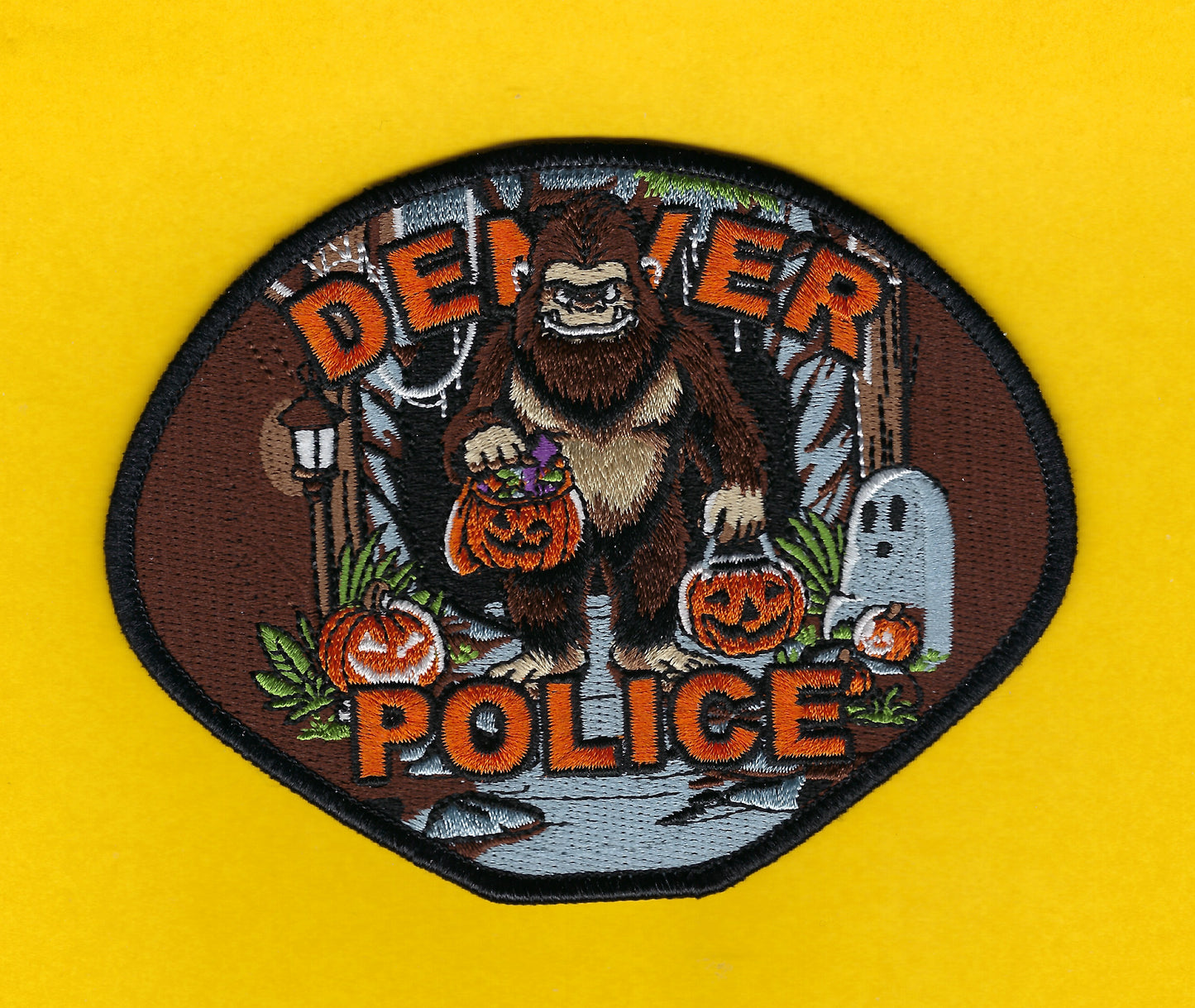 DENVER, COLORADO POLICE DEPARTMENT EMBROIDERED HALLOWEEN PATCH DESIGNED AND PRODUCED BY GHOST PATCH COLLECTIBLES.