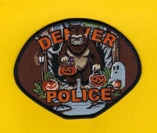 DENVER, COLORADO POLICE DEPARTMENT EMBROIDERED HALLOWEEN PATCH DESIGNED AND PRODUCED BY GHOST PATCH COLLECTIBLES.